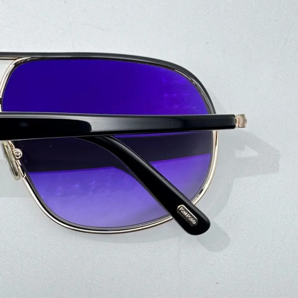 Tom Ford Sunglasses Maxwell TF1019 28B Black Gold Aviator Frame Gray Gradient